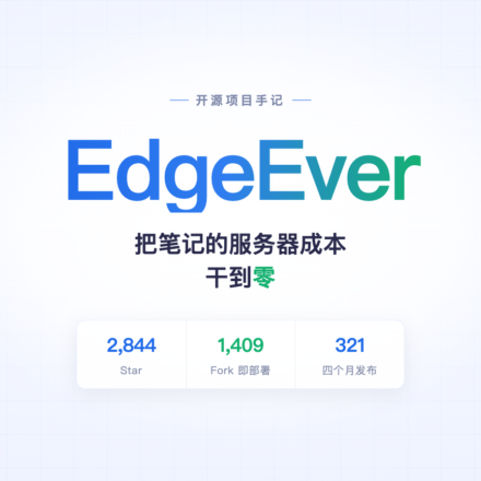 EdgeEver 开源笔记项目：把笔记的服务器成本干到零，2844 star，1409 fork，321 个版本